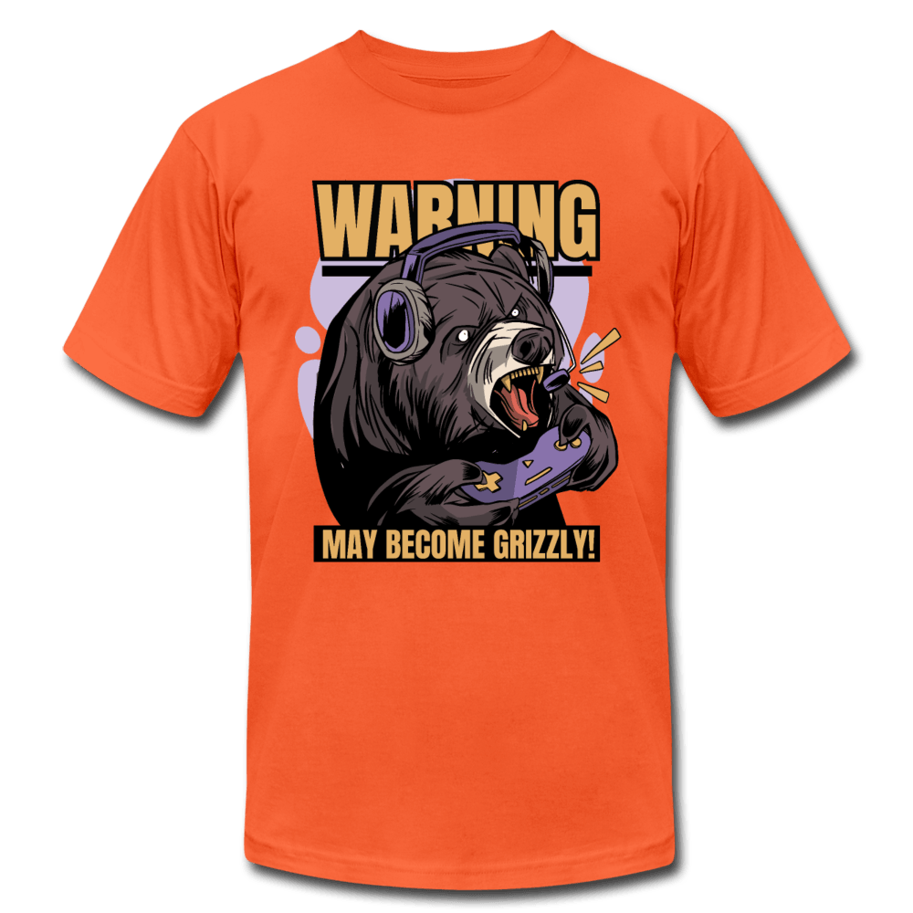 Warning May Become Grizzly Gaming Bear Unisex T-Shirt - orange