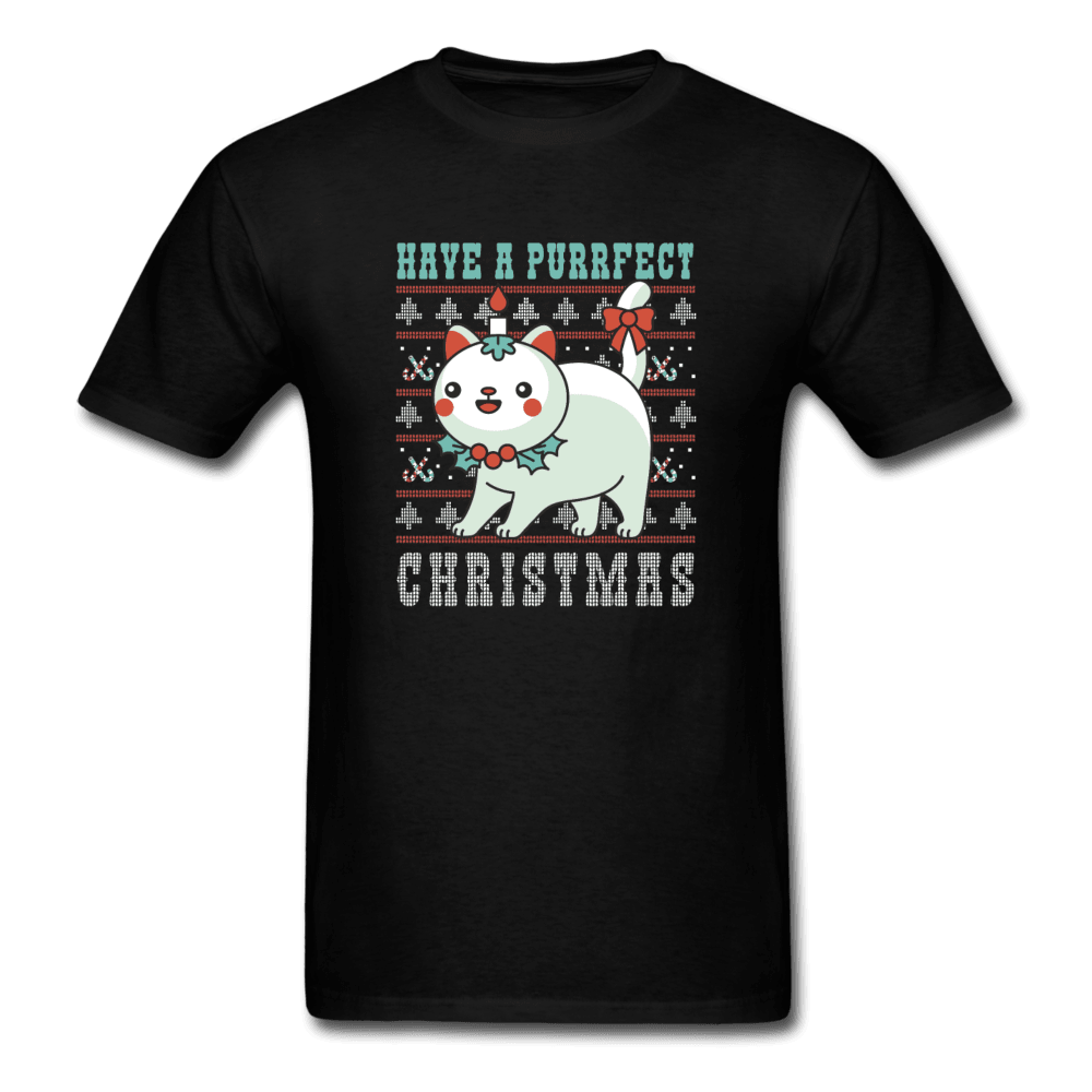 Have a Purffect Christmas Cute Cat T-Shirt - black