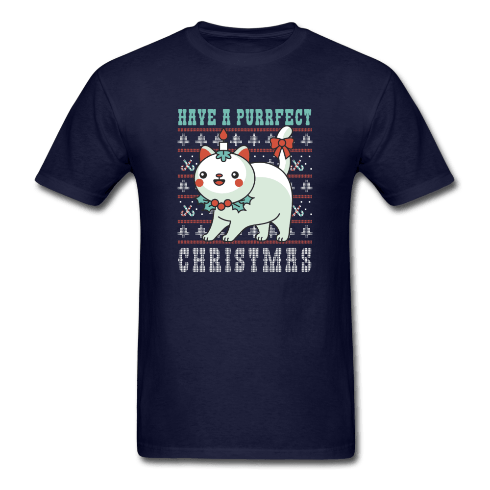 Have a Purffect Christmas Cute Cat T-Shirt - navy
