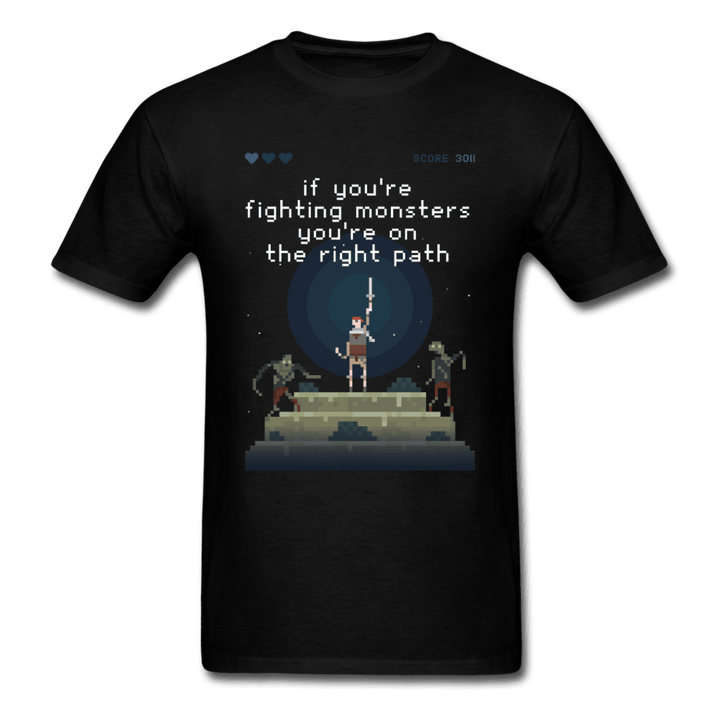 Fight Monsters Classic RPG Gaming T-Shirt - black
