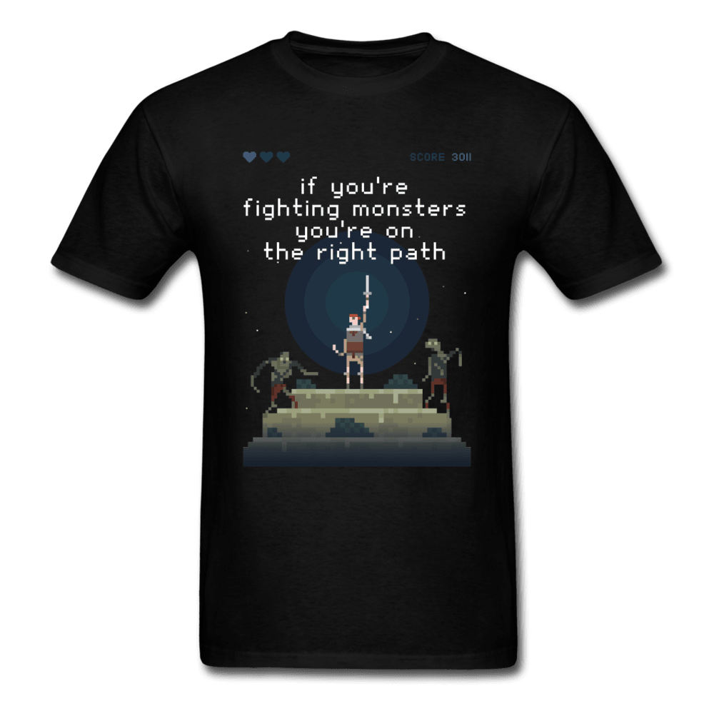 Fight Monsters Classic RPG Gaming T-Shirt - black