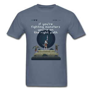 Fight Monsters Classic RPG Gaming T-Shirt - denim