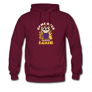 Game Over Try Never Again Skull Reaper Unisex Hoodie - burgundy