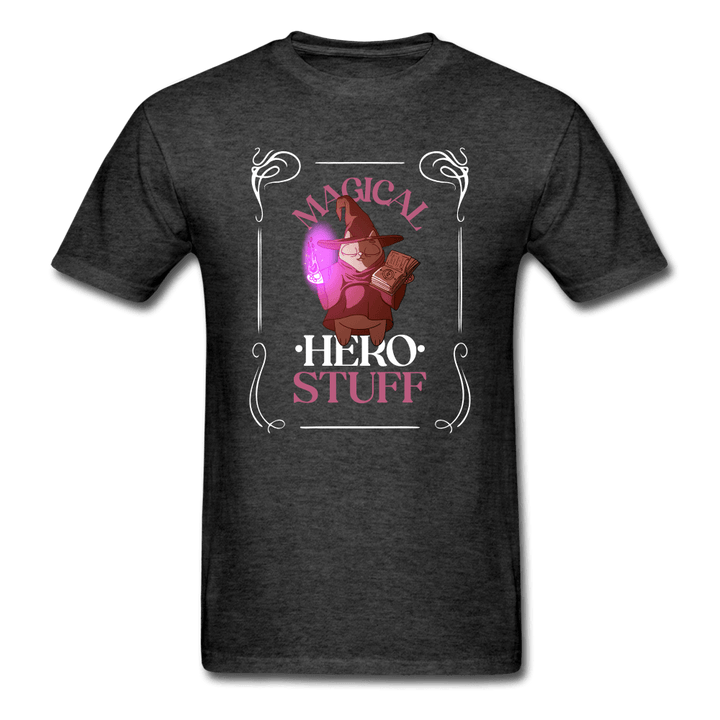Magical Cat Wizard Gamer Shirt - heather black
