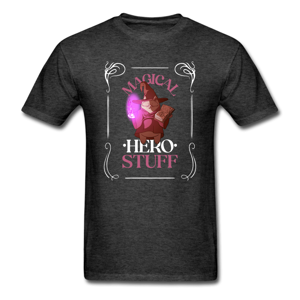 Magical Cat Wizard Gamer Shirt - heather black