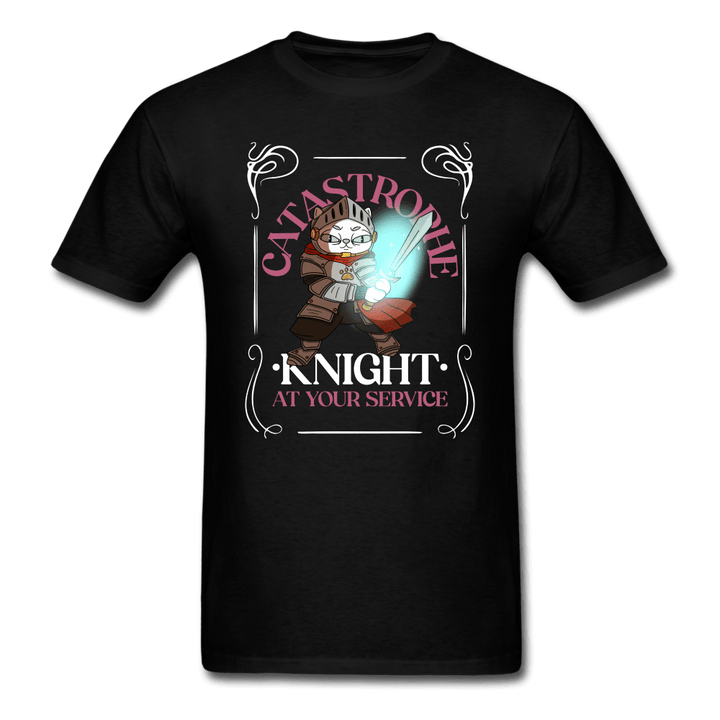 Catastrophe Knight At Your Service Cat Knight Shirt - black