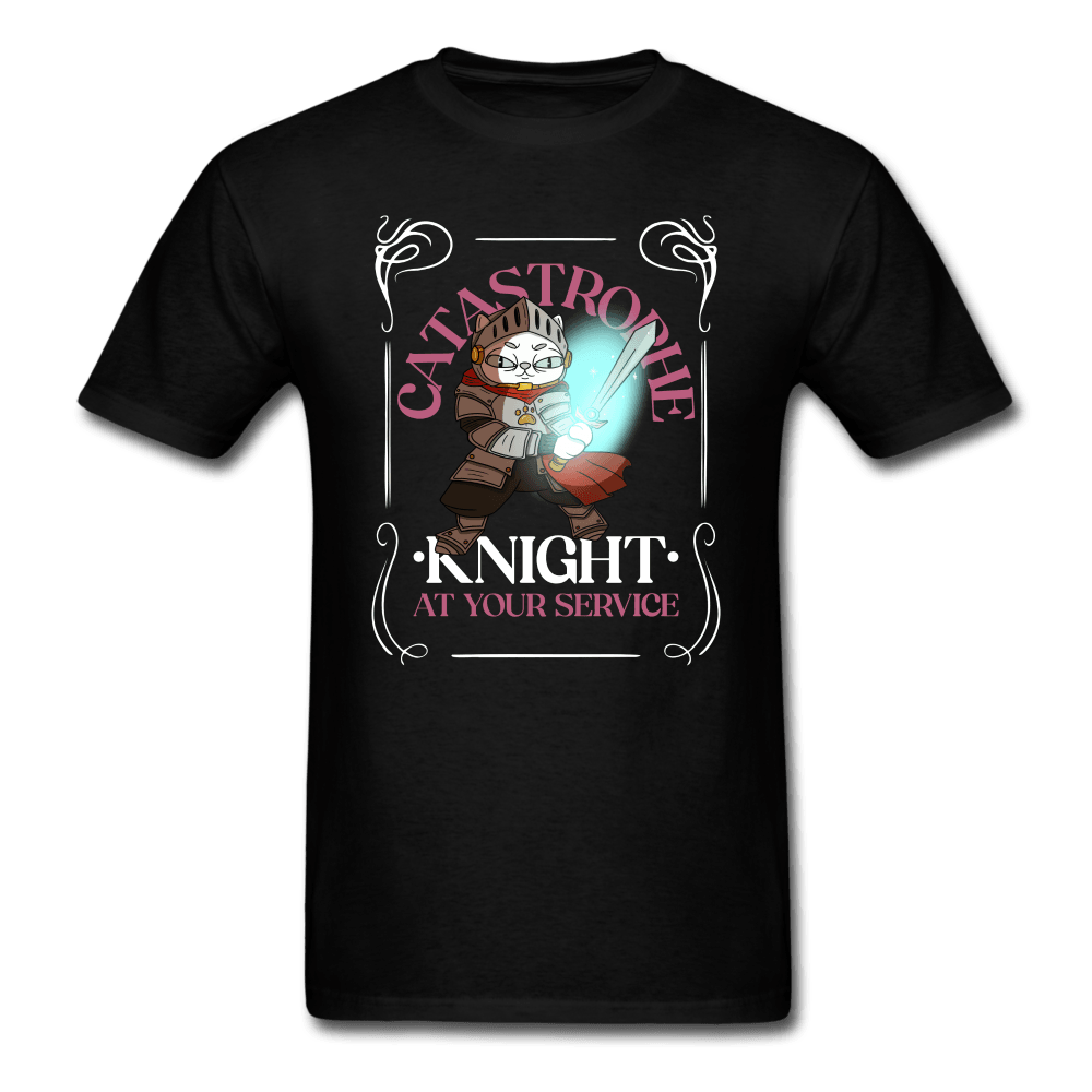 Catastrophe Knight At Your Service Cat Knight Shirt - black