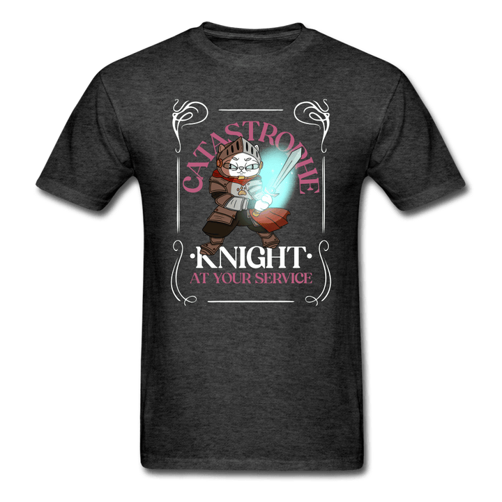 Catastrophe Knight At Your Service Cat Knight Shirt - heather black