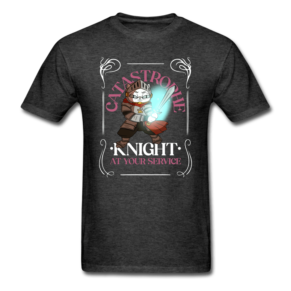 Catastrophe Knight At Your Service Cat Knight Shirt - heather black