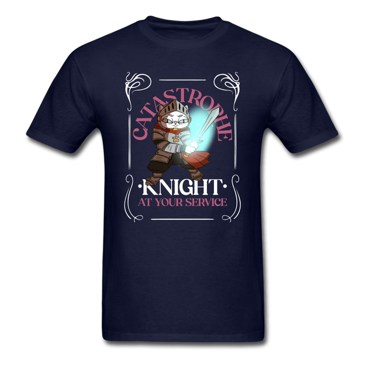 Catastrophe Knight At Your Service Cat Knight Shirt - navy