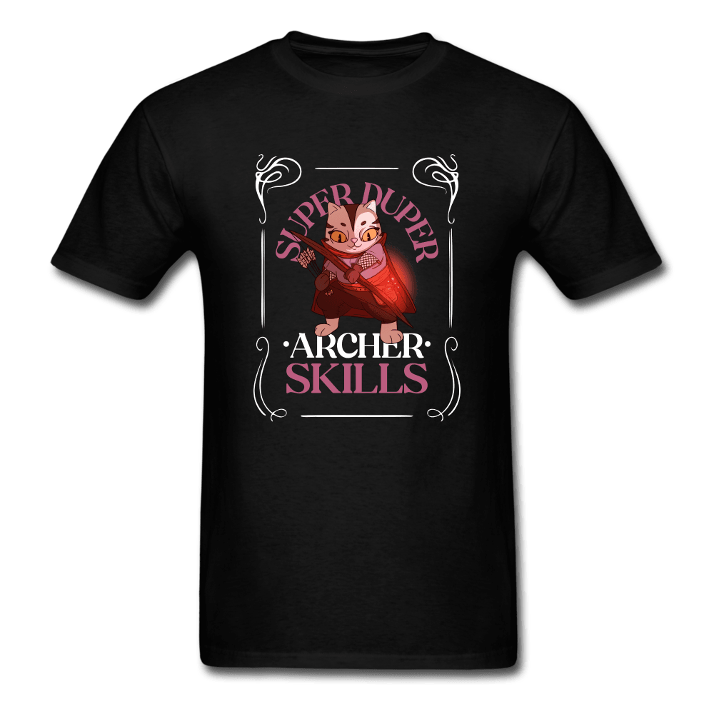 Super Duper Archer Skills Magic Cat Gamer Shirt - black