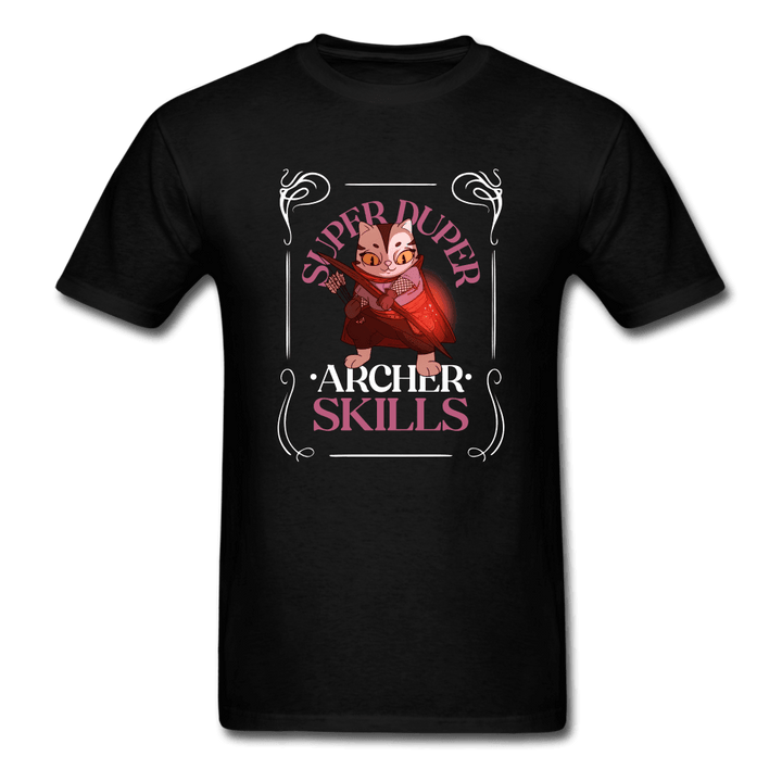 Super Duper Archer Skills Magic Cat Gamer Shirt - black
