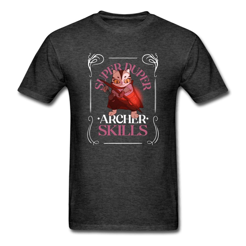 Super Duper Archer Skills Magic Cat Gamer Shirt - heather black