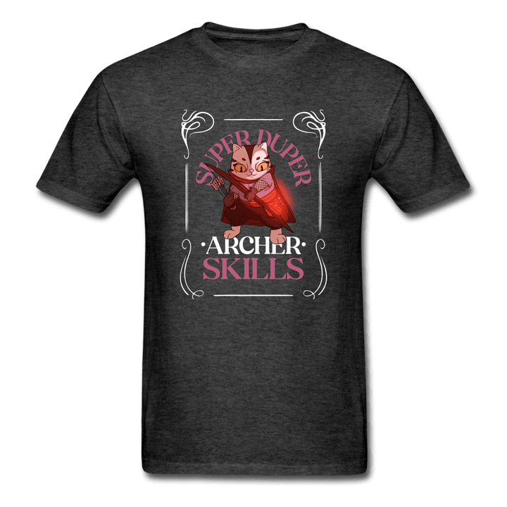 Super Duper Archer Skills Magic Cat Gamer Shirt - heather black