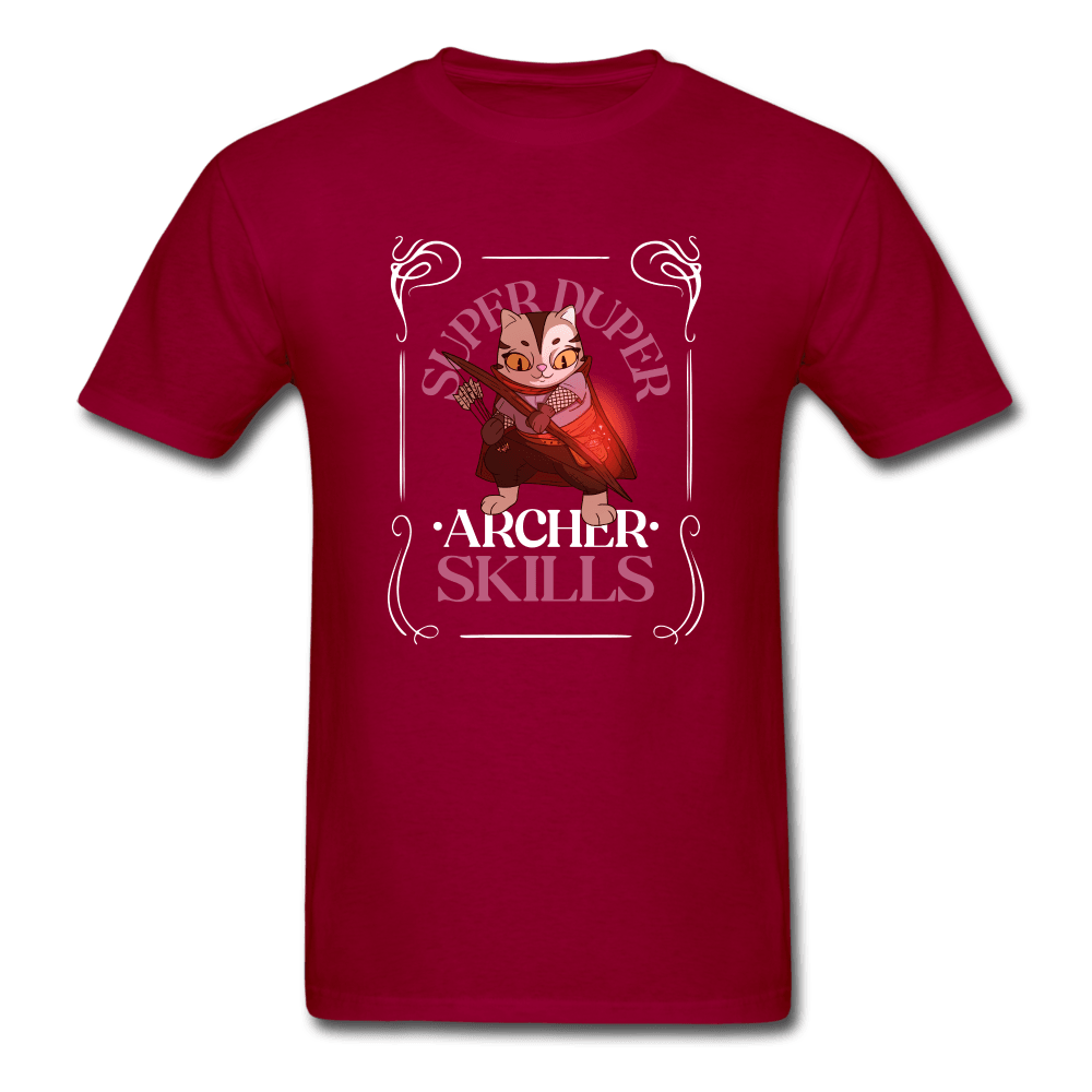 Super Duper Archer Skills Magic Cat Gamer Shirt - dark red