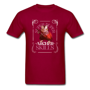Super Duper Archer Skills Magic Cat Gamer Shirt - dark red