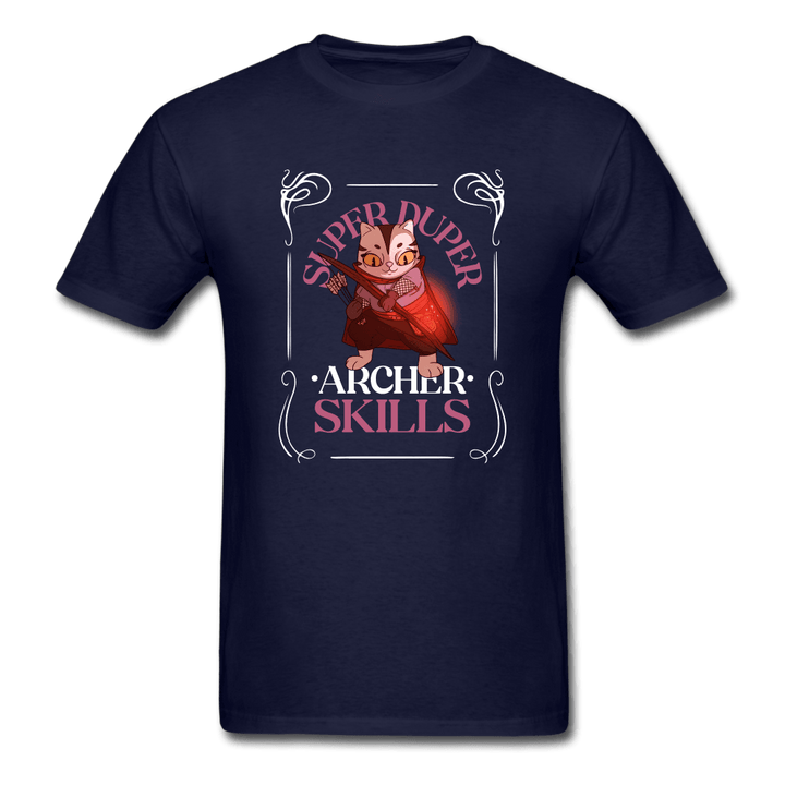Super Duper Archer Skills Magic Cat Gamer Shirt - navy