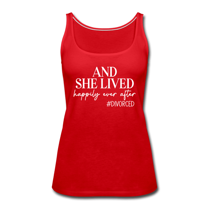 And She Lived Happily Ever After #Divorced Tank Top - red