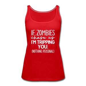 Zombie Chase Funny Quote Tank Top - red