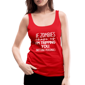 Zombie Chase Funny Quote Tank Top - red