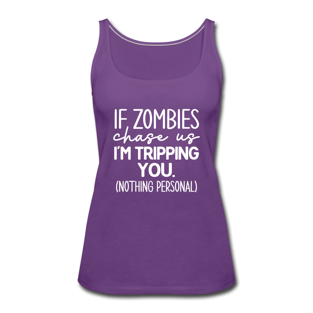 Zombie Chase Funny Quote Tank Top - purple