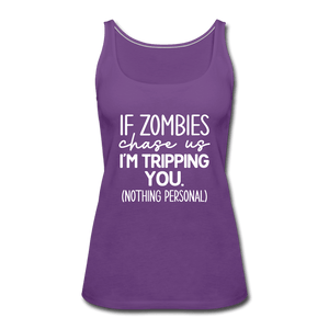 Zombie Chase Funny Quote Tank Top - purple