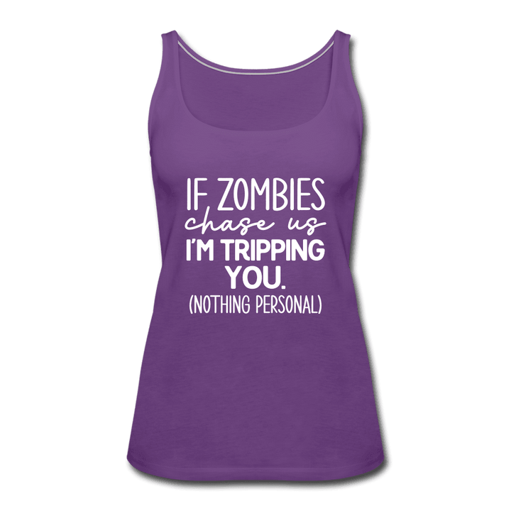 Zombie Chase Funny Quote Tank Top - purple