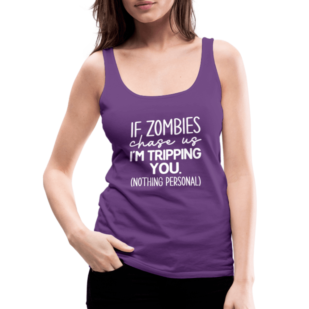 Zombie Chase Funny Quote Tank Top - purple
