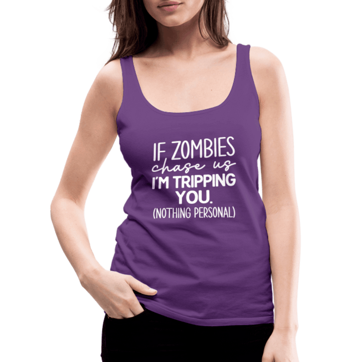 Zombie Chase Funny Quote Tank Top - purple