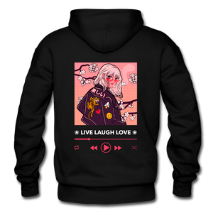 Live, Laugh, Love Sakura Anime Girl Hoodie - black
