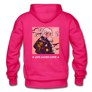 Live, Laugh, Love Sakura Anime Girl Hoodie - fuchsia