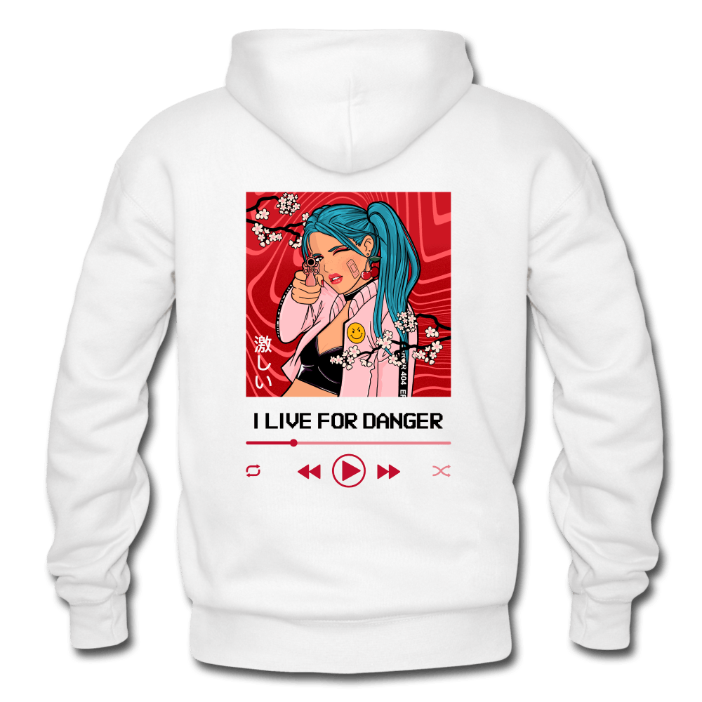 I Live for Danger Anime Girl Hoodie - white