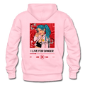 I Live for Danger Anime Girl Hoodie - light pink