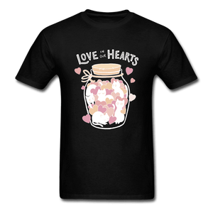 Love in Our Hearts Cute Cat Jar T-Shirt - black