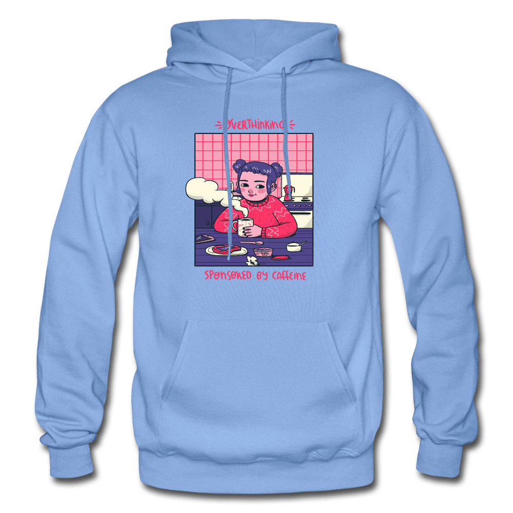 Overthinking Sponsored By Caffeine Cute Hoodie - carolina blue