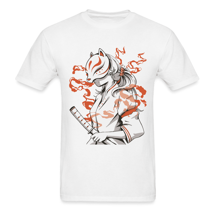 Anime Kitsune Ghost Samurai T-Shirt - white
