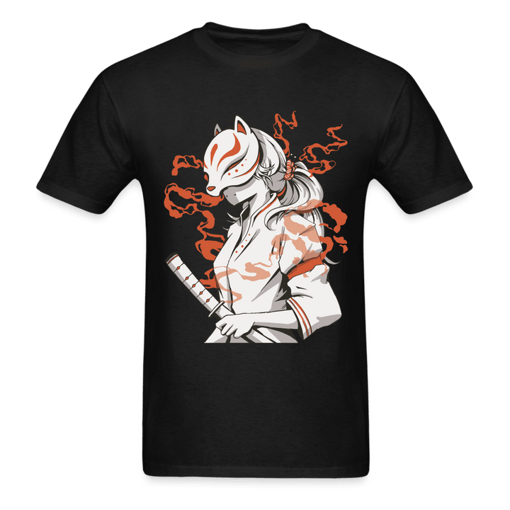 Anime Kitsune Ghost Samurai T-Shirt - black