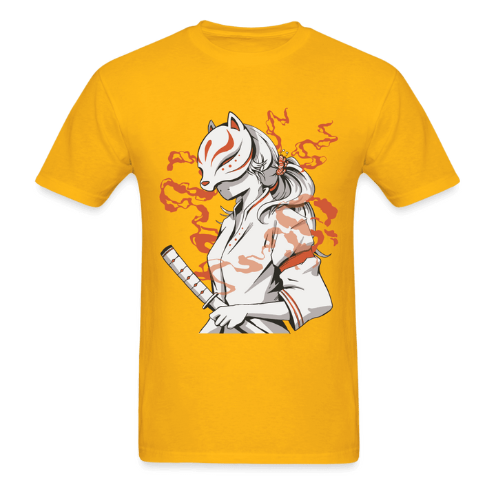 Anime Kitsune Ghost Samurai T-Shirt - gold