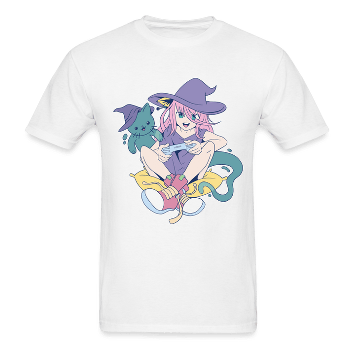 Cat Witch vs Cat Ghost T-Shirt - white