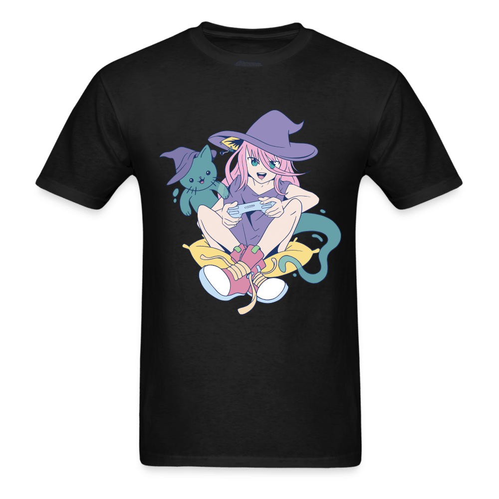 Cat Witch vs Cat Ghost T-Shirt - black
