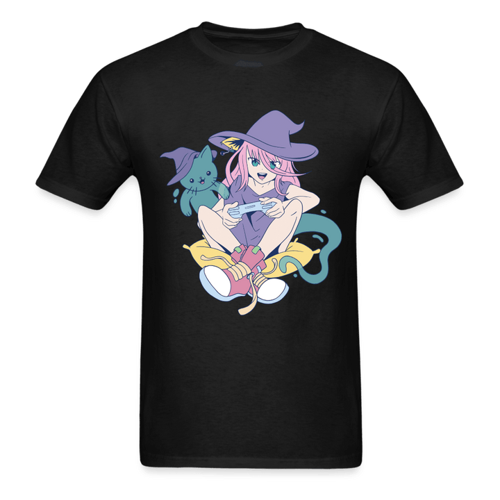 Cat Witch vs Cat Ghost T-Shirt - black