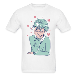 Shy Blushing Anime Boy T-Shirt - white