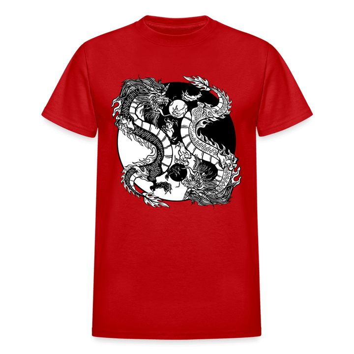 Yin Yang Dragon Tattoo Shirt - red