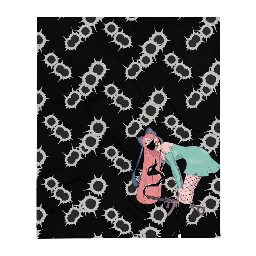 Gunslinger Girl with Mask Bullet Shots Throw Blanket - PlayWhatever