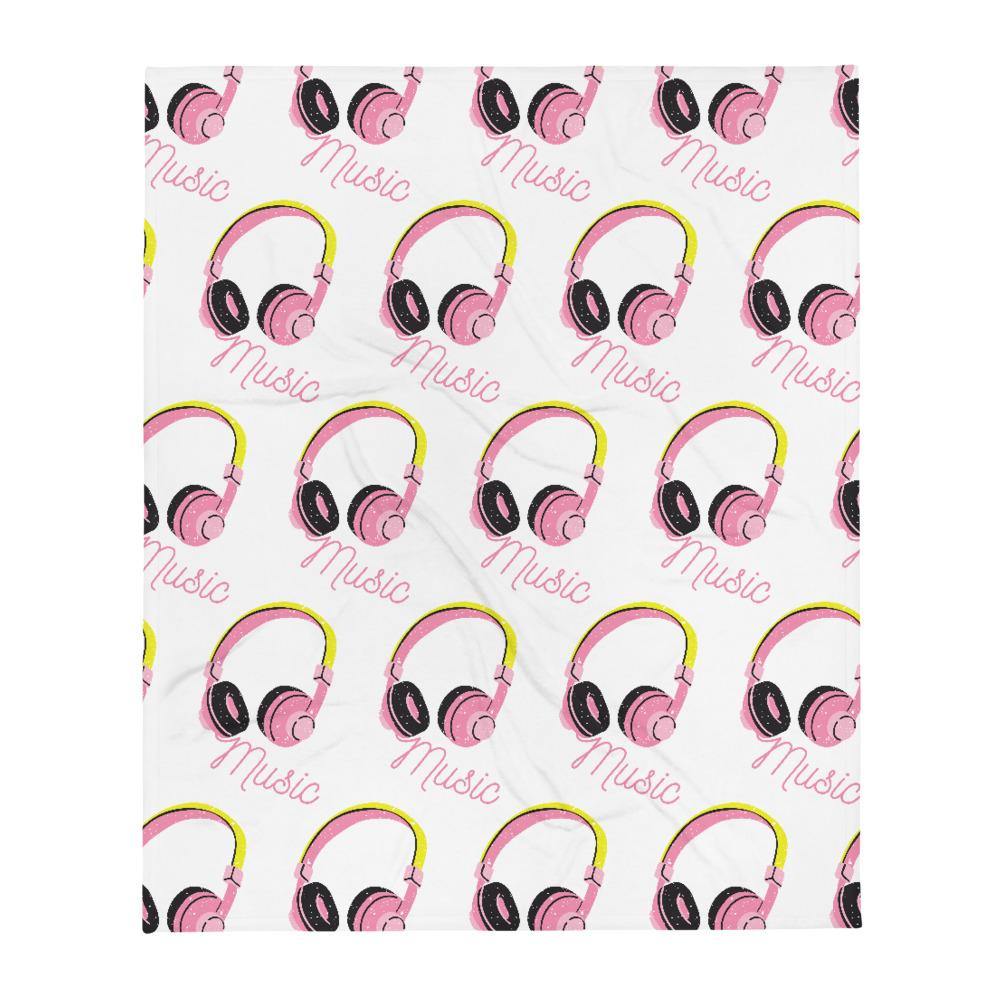 Pink Headphones Music is Life Throw Blanket - PlayWhatever