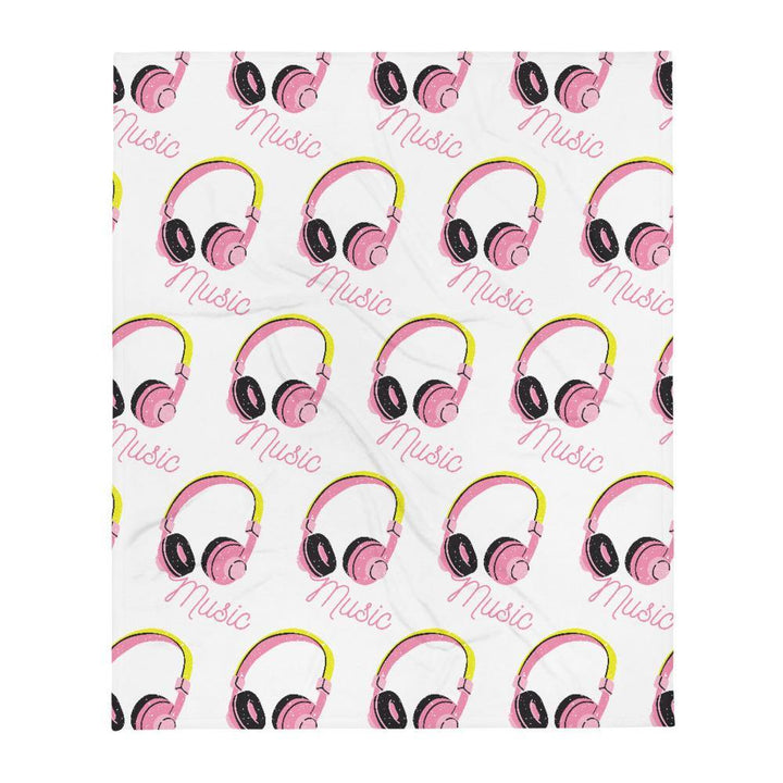 Pink Headphones Music is Life Throw Blanket - PlayWhatever